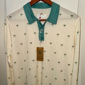 Marine Layer NWT Palm Tree Print Long-Sleeve Air Polo